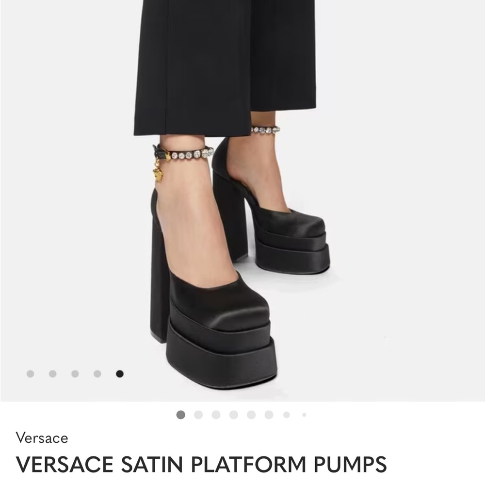 VERSACE SATIN PLATFORM PUMPS, size 38